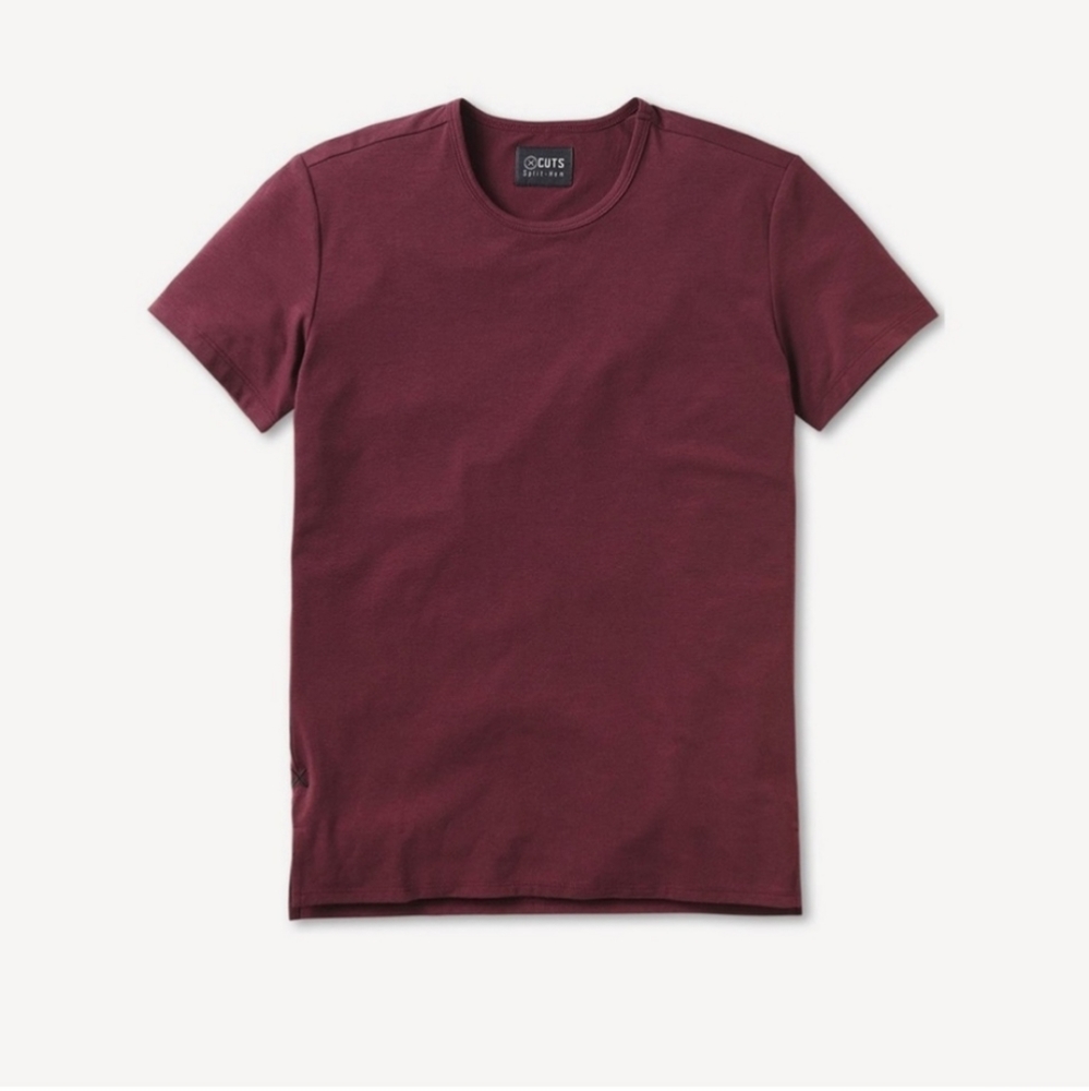 CUTS Maroon Curve Hem CrewNeck Shirts